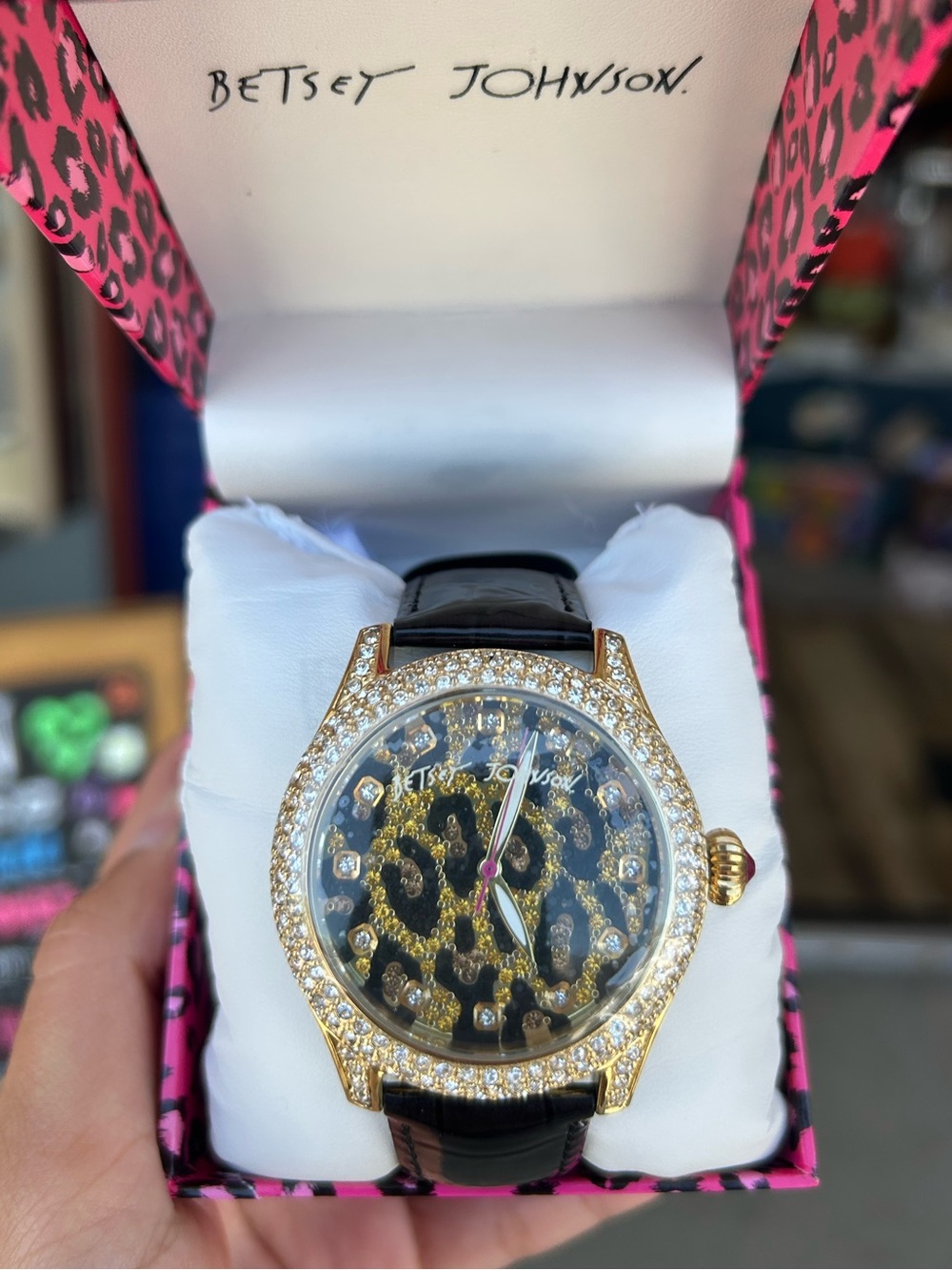 Betsey Johnson Leopard Rhinestone Watch - Picture 3 of 12